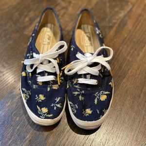 Navy and Yellow Floral Keds Size 5.5